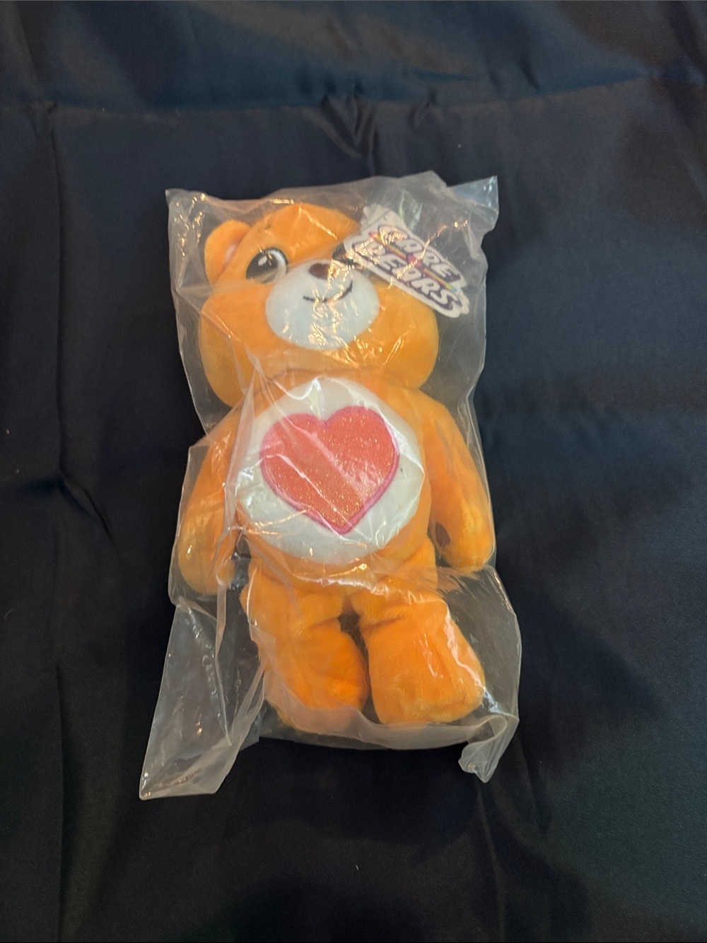 🆕 Care Bears Tender Heart Orange Plush with Pink Heart Belly Badge